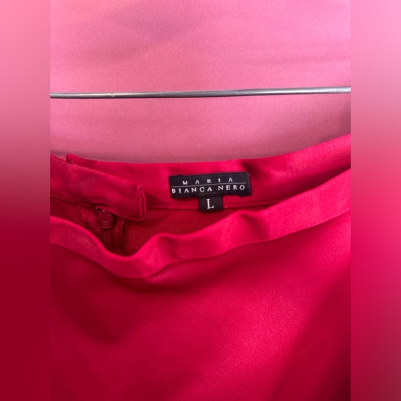 Garnet Red Maria Bianca Nero Full Length Satin Skirt Size L - Picture 2 of 3